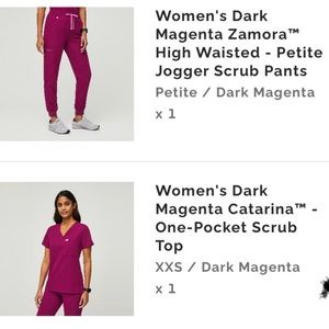 Figs Dark Magenta Pink Scrubs Set Highwaisted Joggers XXSP LIMITED EDITION